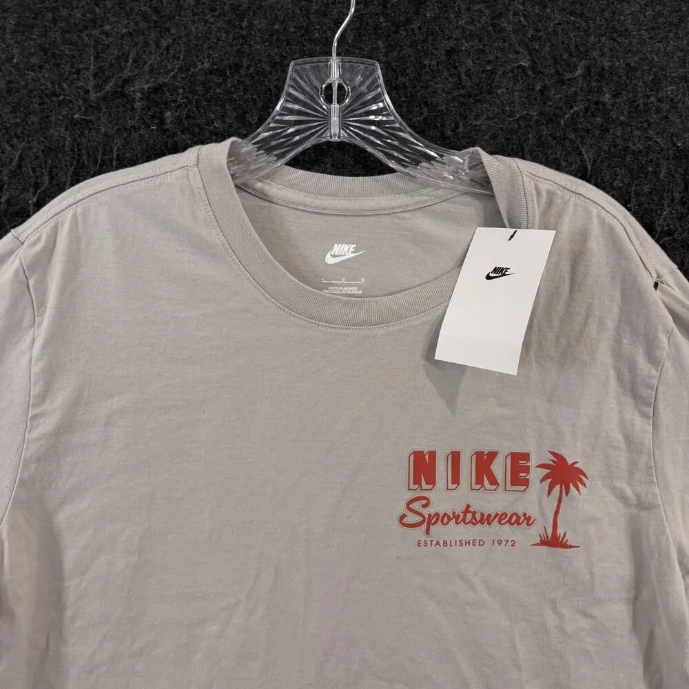 Nike Sportswear Shirt Men's Large Gray Tropical Graphic Tee HV4627-012
